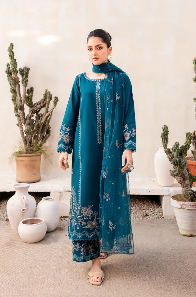 Summer Unstitched 3PCs Embroidered Lawn Dress With Monaar Dupatta - 104