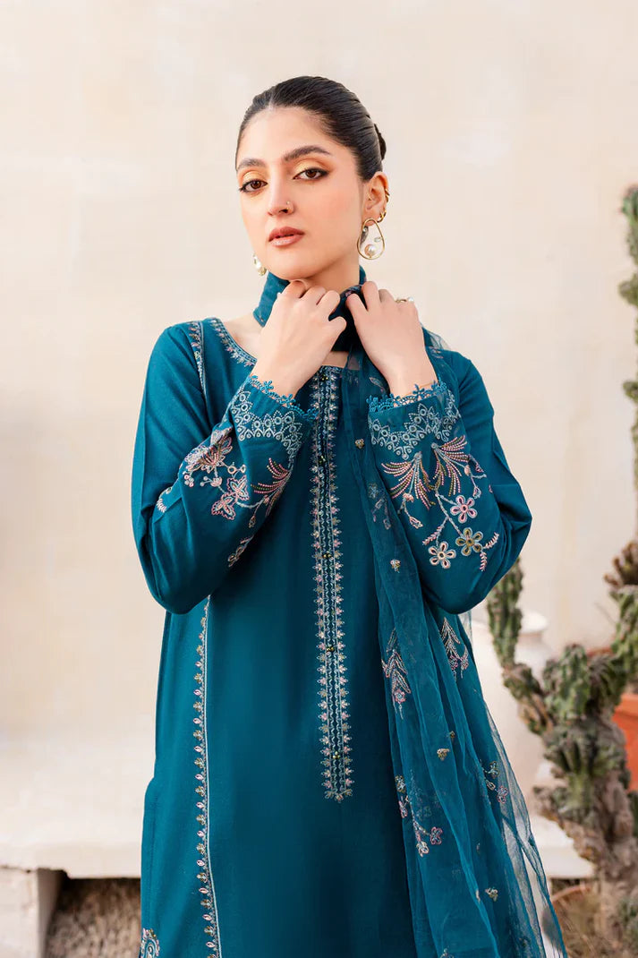 3PC Dhanak Embroidered Shirt With Dhanak Embroidered Dupatta - 384