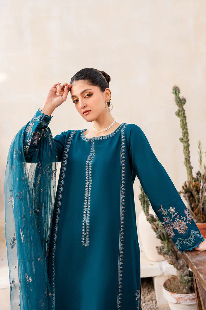 3PC Dhanak Embroidered Shirt With Dhanak Embroidered Dupatta - 384