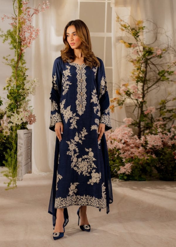 Summer Unstitched 3PCs Embroidered Lawn Dress With Manaar Dupatta   - 374