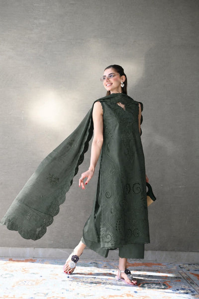 Summer Unstitched 3PCs Embroidered Lawn Dress   - 496