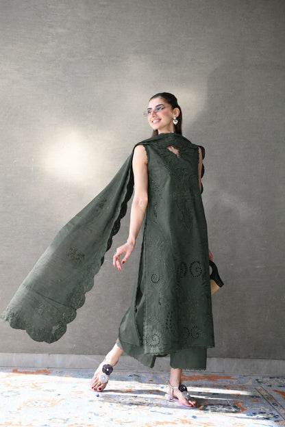 Summer Unstitched 3PCs Embroidered Lawn Dress   - 496