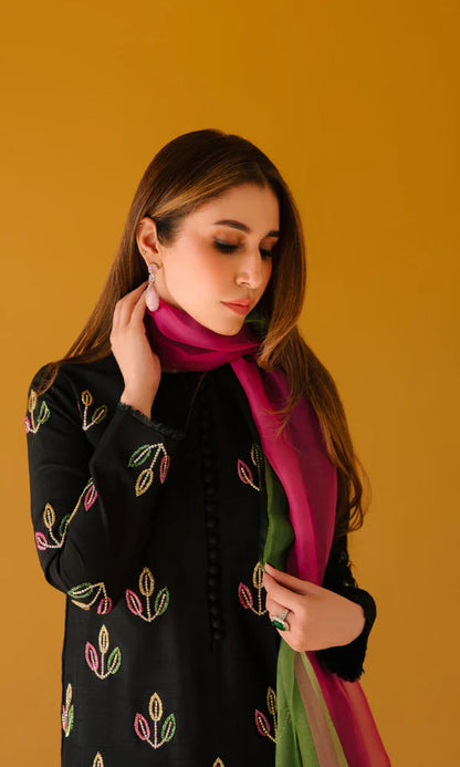 Khaddar 3 Piece Embroidered Dress - 390