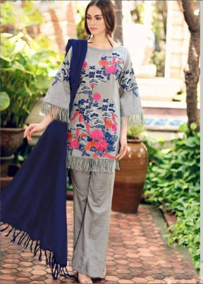 Dhanak 3 Piece Embroidered Dress - 268