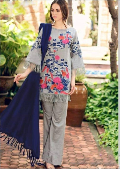 Dhanak 3 Piece Embroidered Dress - 268