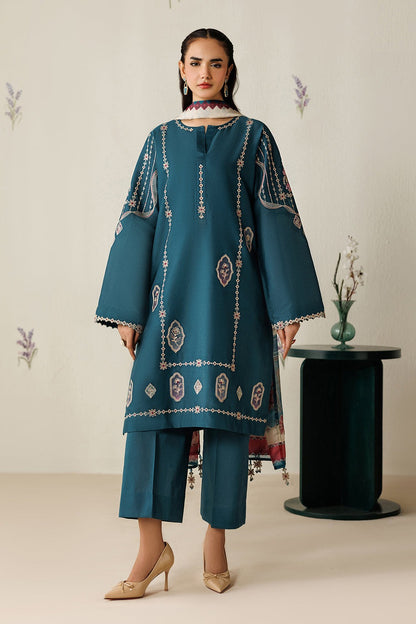 Summer Unstitched 3PCs Embroidered Lawn Dress With Monaar Lawn Dupatta - 491