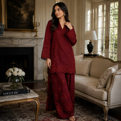 Summer Unstitched 2PCs Embroidered Lawn Dress  -483