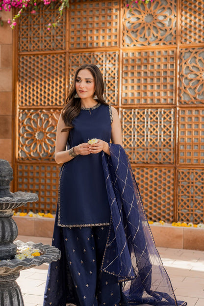 Summer Unstitched 3PCs Sequin  Embroidered Lawn Dress  - 495