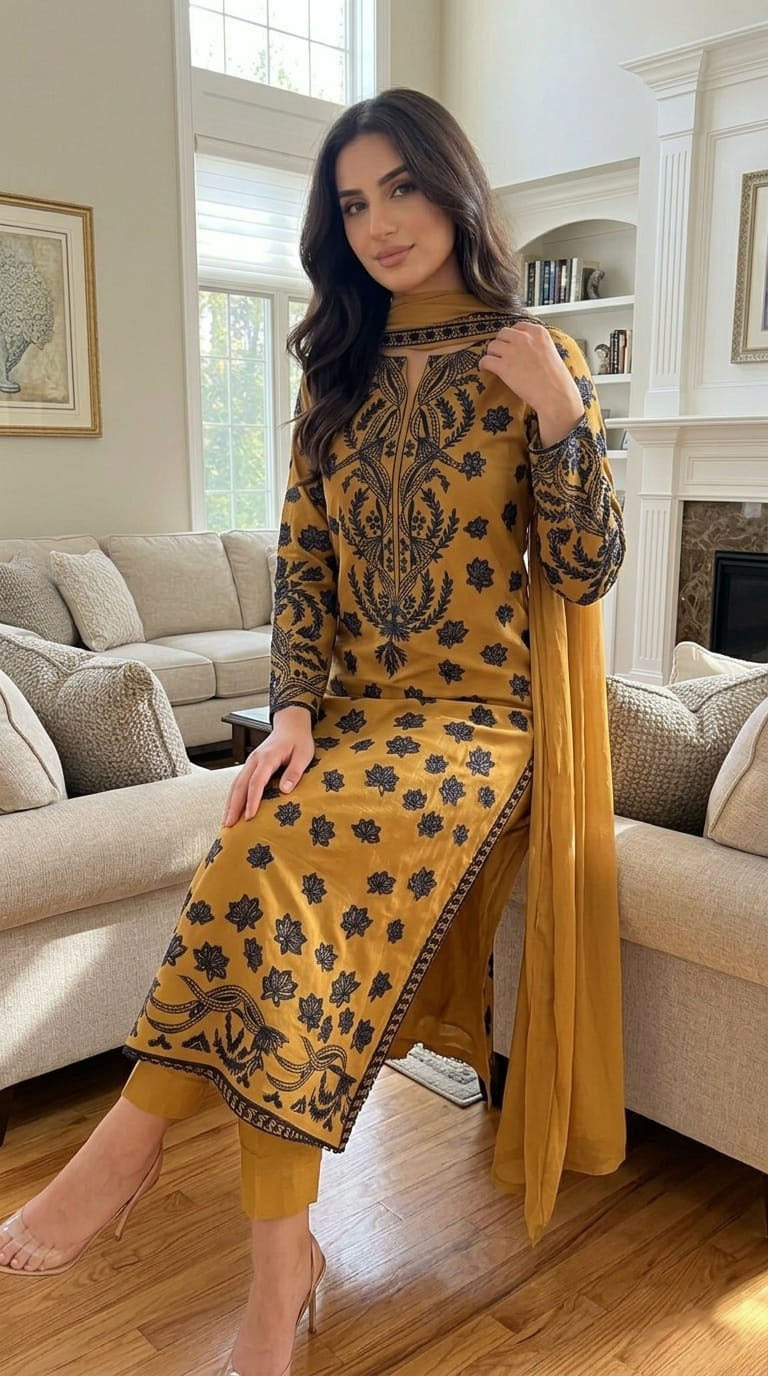 Summer Unstitched 3PCs Embroidered Lawn Dress   - 493