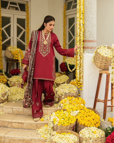 Summer Unstitched 3PCs Embroidered Lawn Dress With Manaar Dupatta   - 359