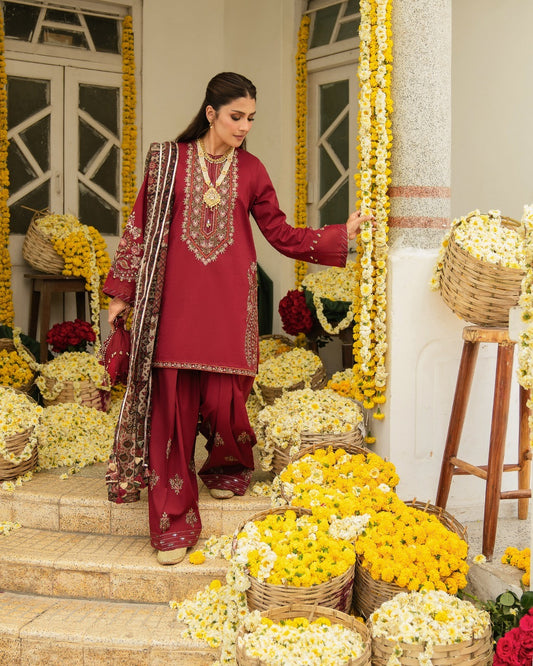 Summer Untitched 3 Piece Embroidered Lawn Dress With Manaar Dupatta   - 359