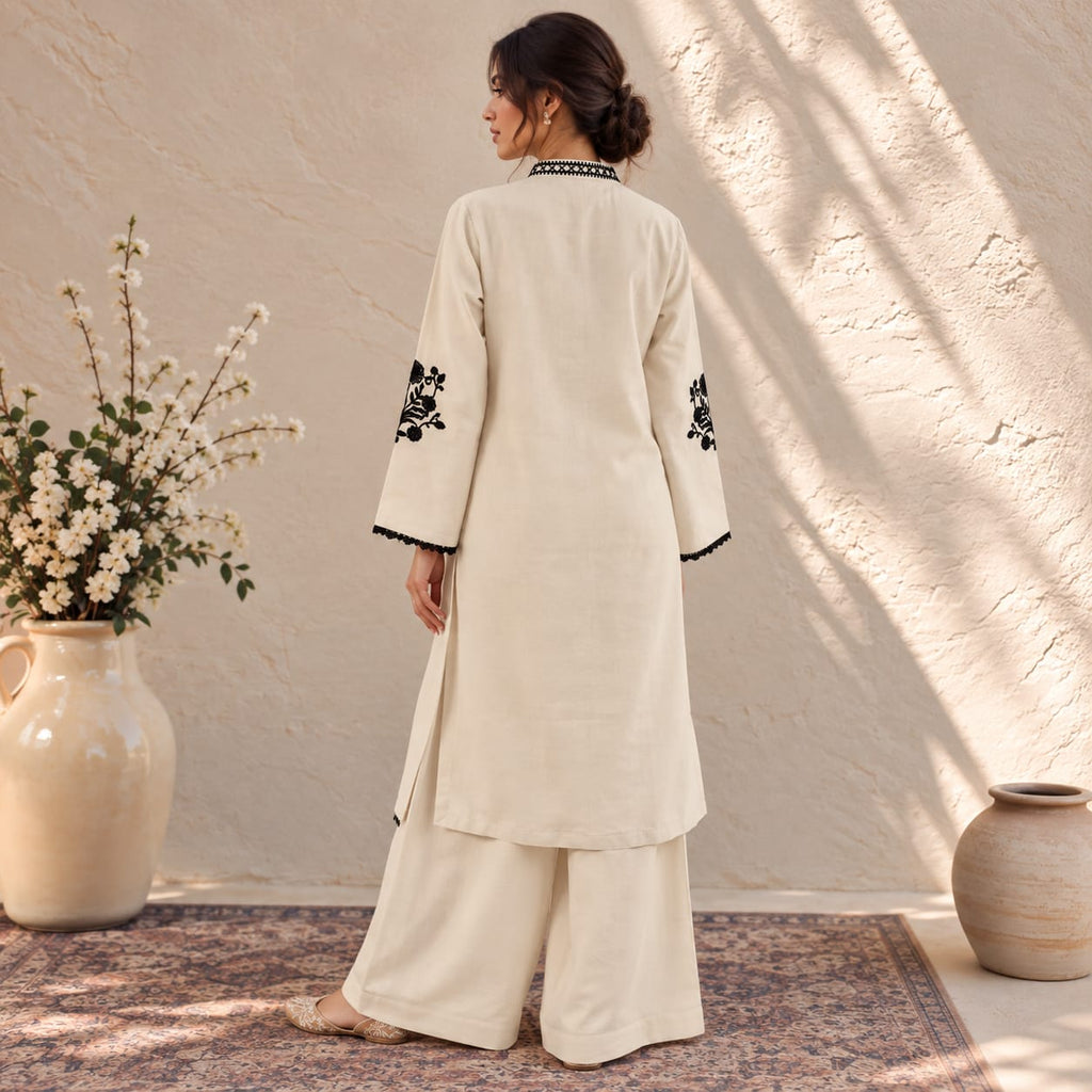Winter Stitched Khaddar 2 Piece Embroidered Dress - TW 24
