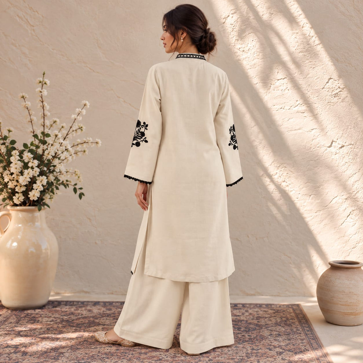 Winter Stitched Khaddar 2 Piece Embroidered Dress - TW 24