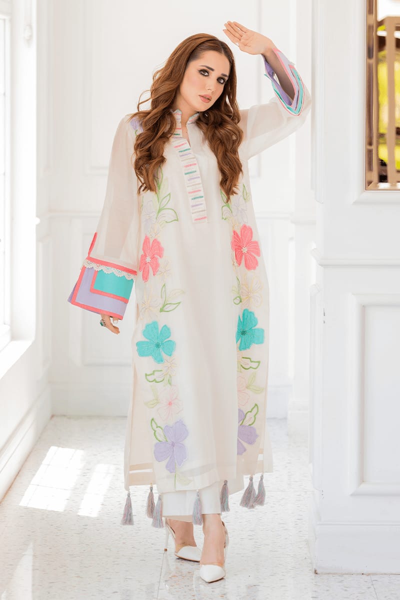 Summer Unstitched 3PCs Embroidered Lawn Dress With Monar Dupatta  -250