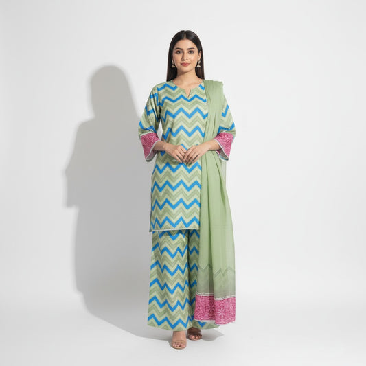 Karandi 3 Piece Printed Dress - 398