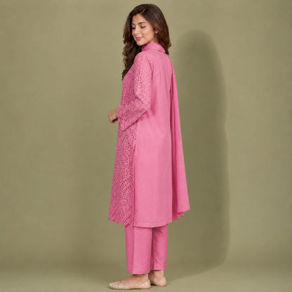 Summer Unstitched 3PCs Embroidered Lawn Dress   - 499