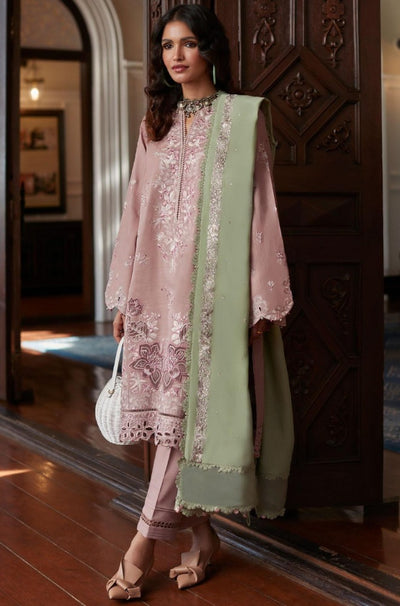 Summer Unstitched 3PCs Embroidered Lawn Dress With Polyester Chiffon Dupatta -153