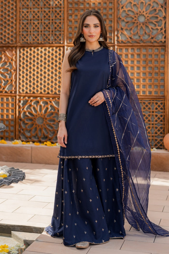 Summer Unstitched 3PCs Sequin  Embroidered Lawn Dress  - 495