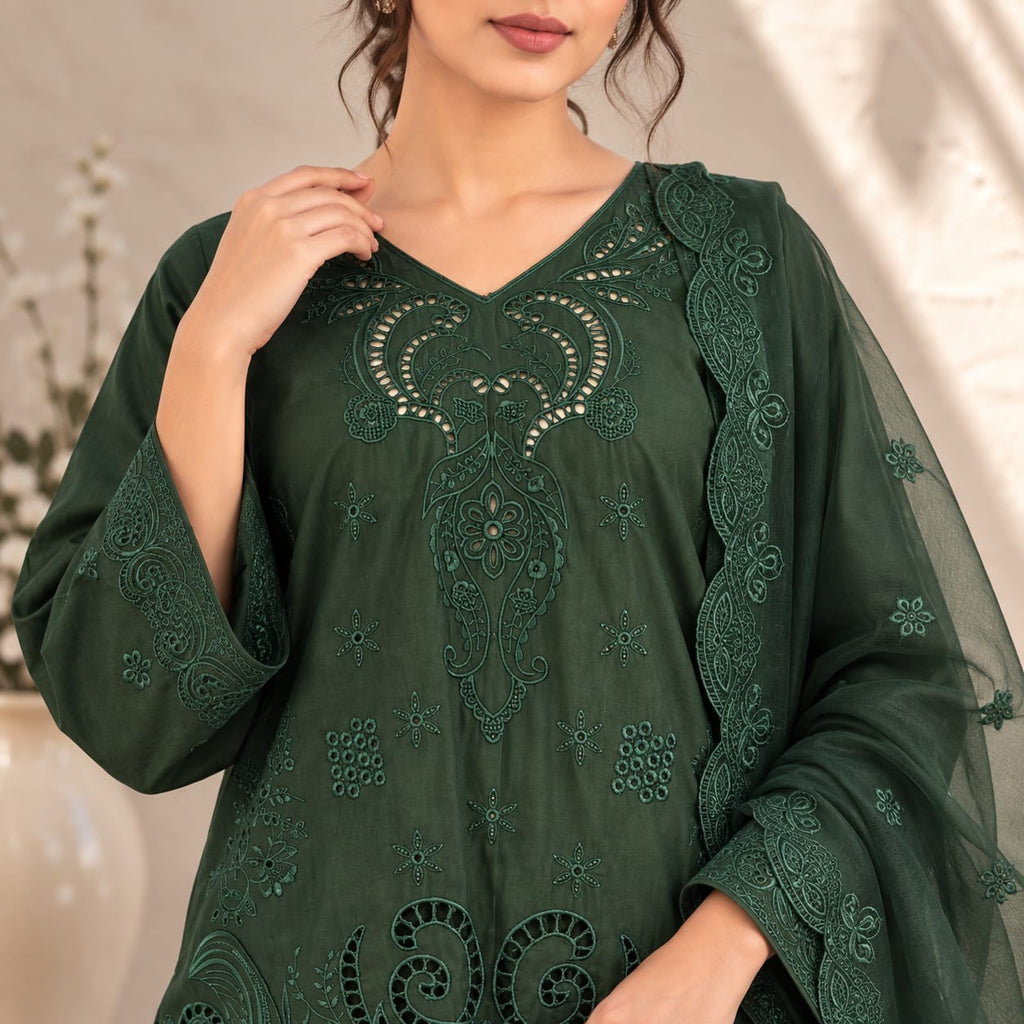 Summer Stitched 3PCs Embroidered Lawn Dress   - TS 05
