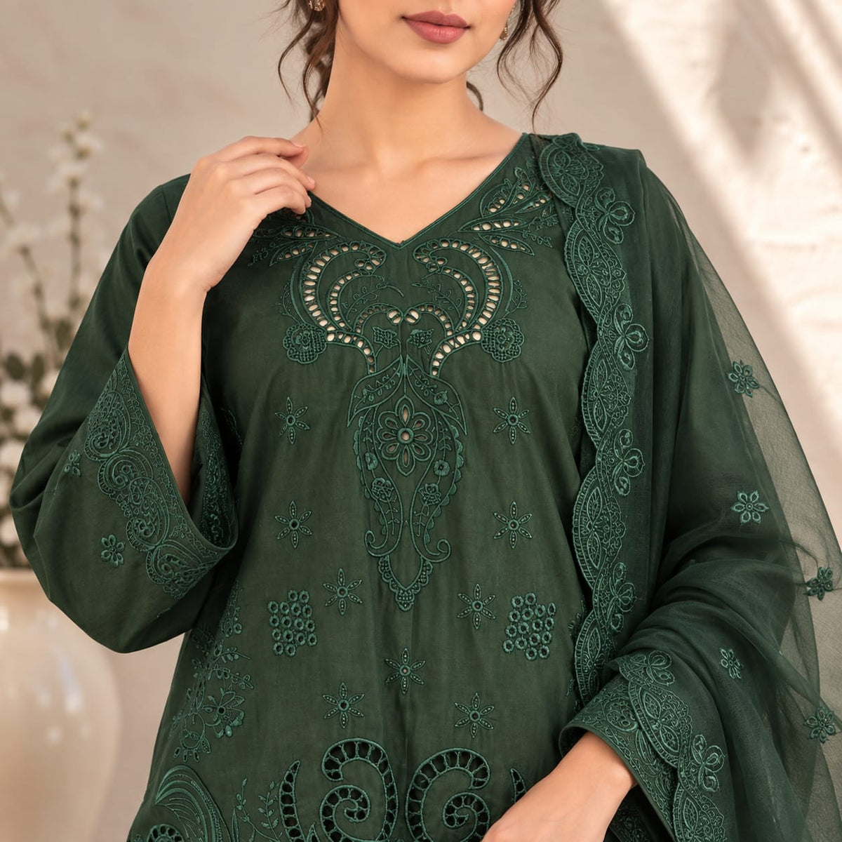 Summer Stitched 3PCs Embroidered Lawn Dress   - TS 05