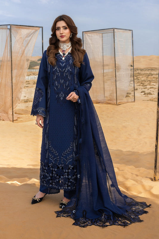 Summer Unstitched 3PCs Embroidered Lawn Dress   - 498