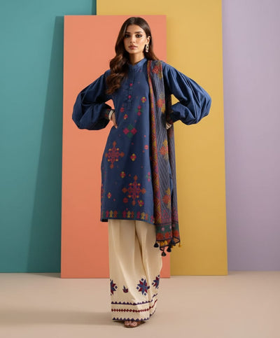 Winter 3PC Dhanak Embroidered Suit - 407