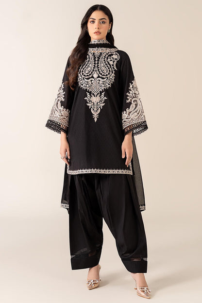 Summer Unstitched 3PCs Embroidered Lawn Dress With Chiffon Dupatta - 485