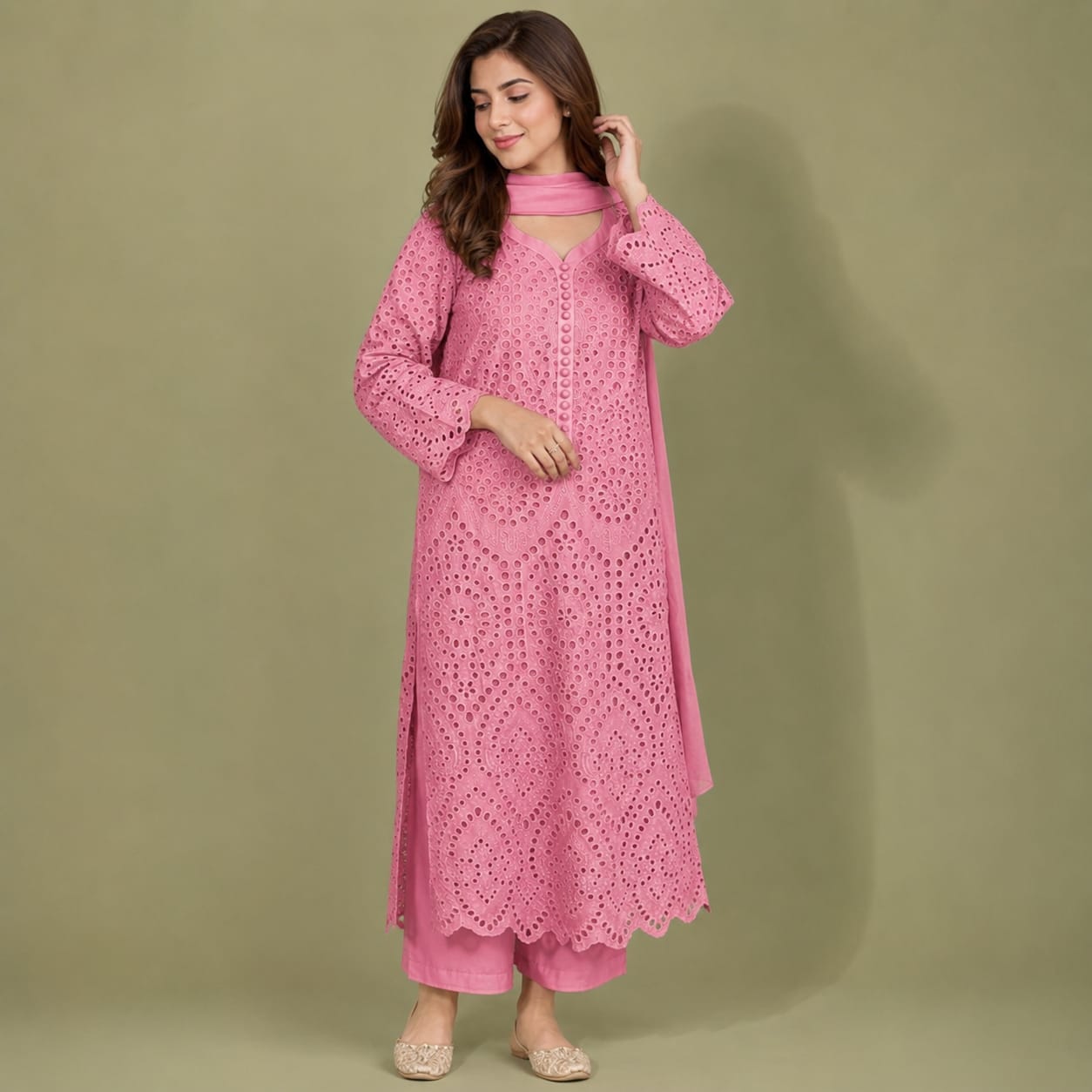 Summer Unstitched 3PCs Embroidered Lawn Dress   - 499