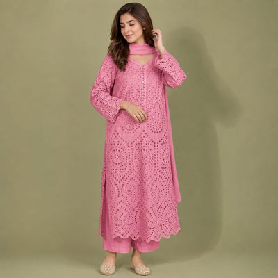 Summer Unstitched 3PCs Embroidered Lawn Dress   - 499