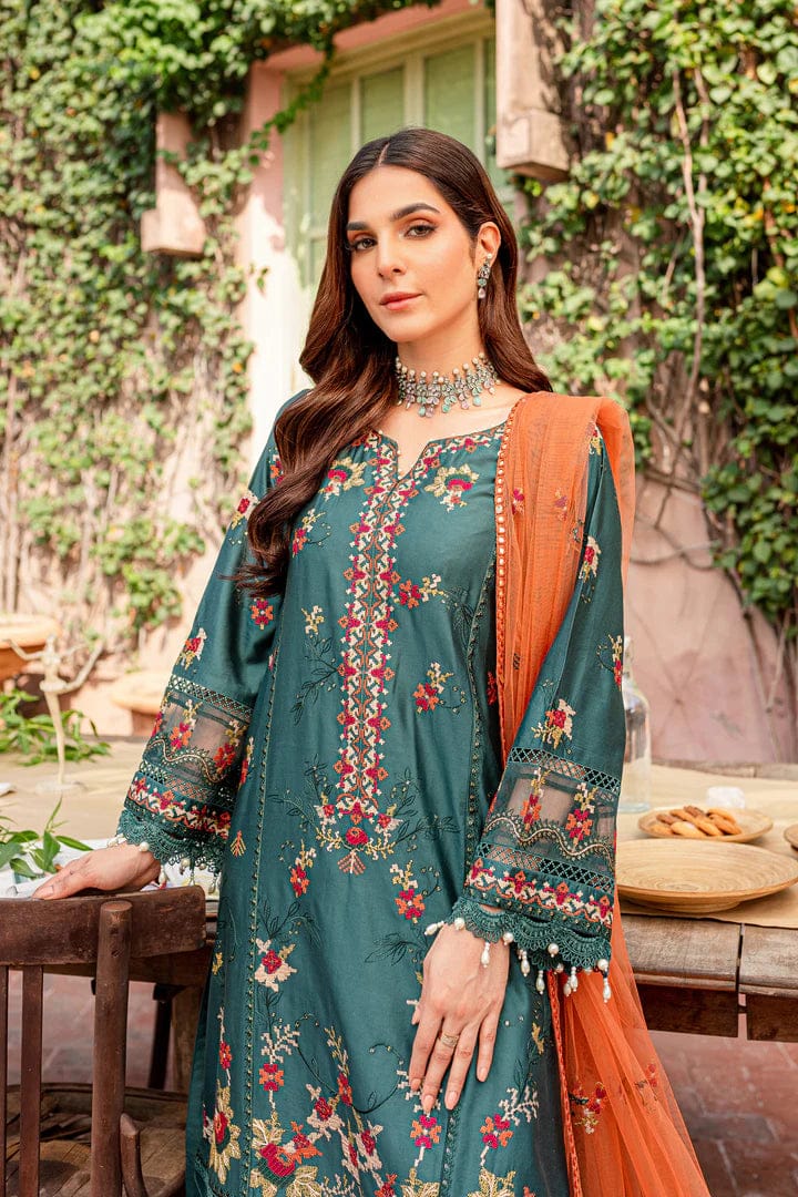 Summer Unstitched 3PCs Embroidered Lawn Dress With Polyester Chiffon Dupatta   -353
