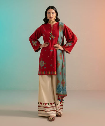 Winter 3PC Dhanak Embroidered Suit - 406