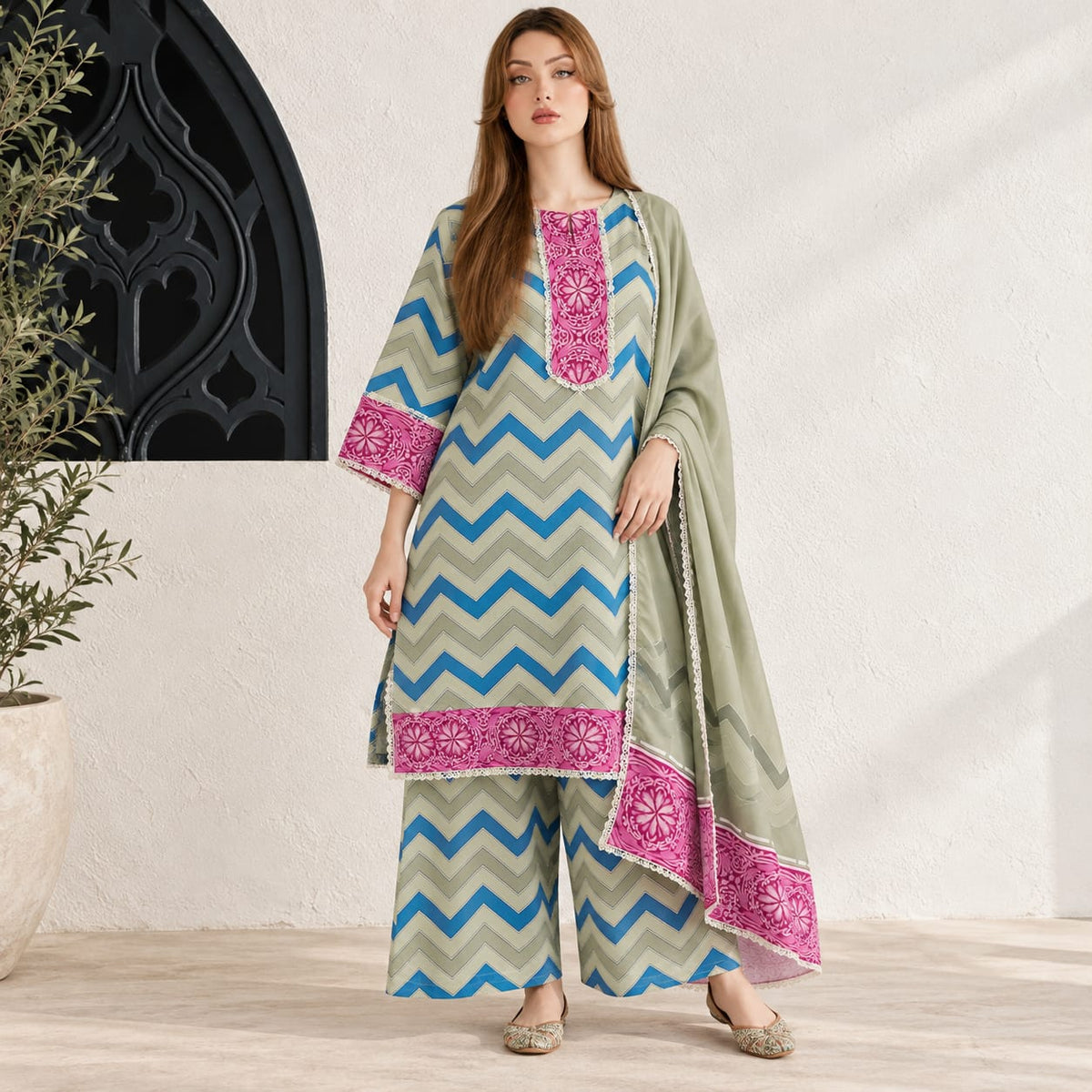 Winter Stitched 3PCs Digital Printed Karandi Dress- TW 02