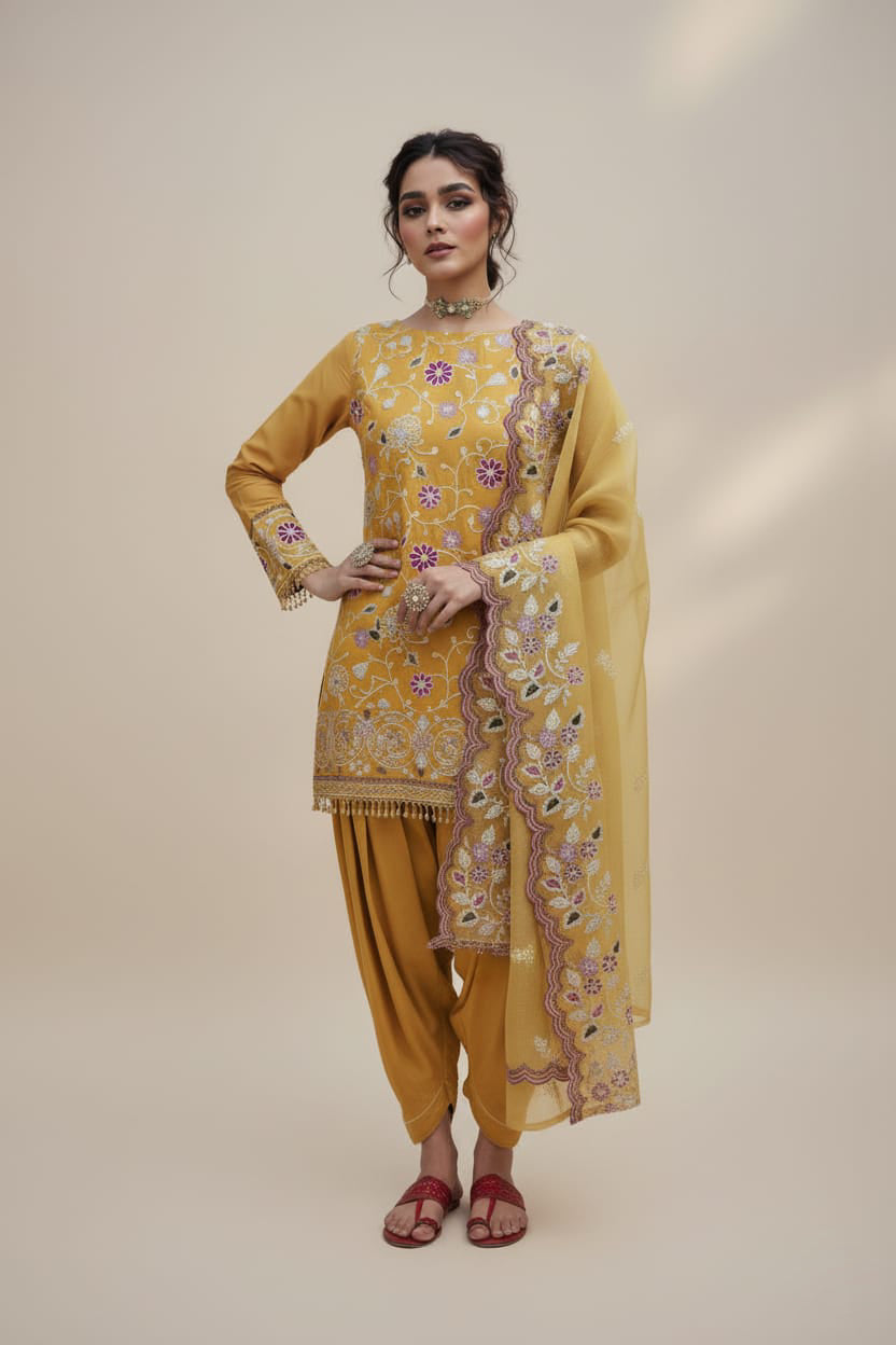 Summer Unstitched 3PCs Embroidered Lawn Dress With Manaar Dupatta   - 349