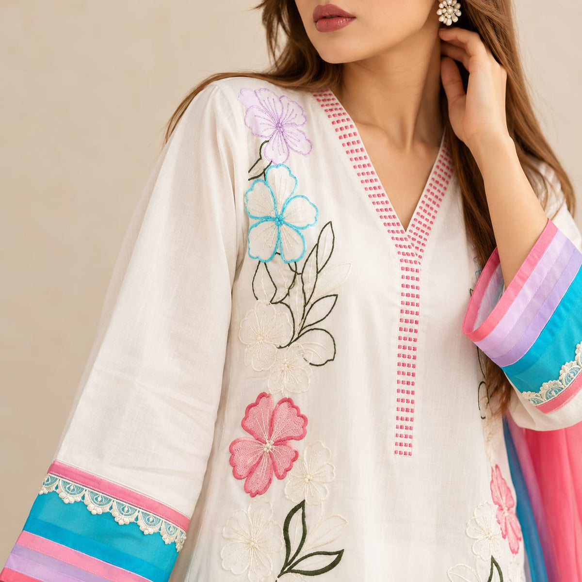 Summer Stitched 3PCs Embroidered Lawn Dress  -TS 23