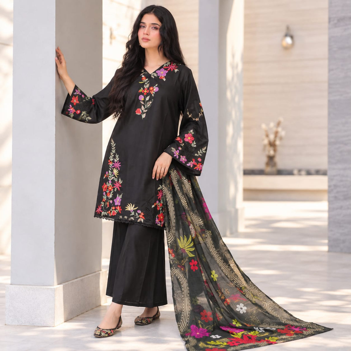 Summer Stitched 3 Piece Embroidered Lawn Dress - TS 08