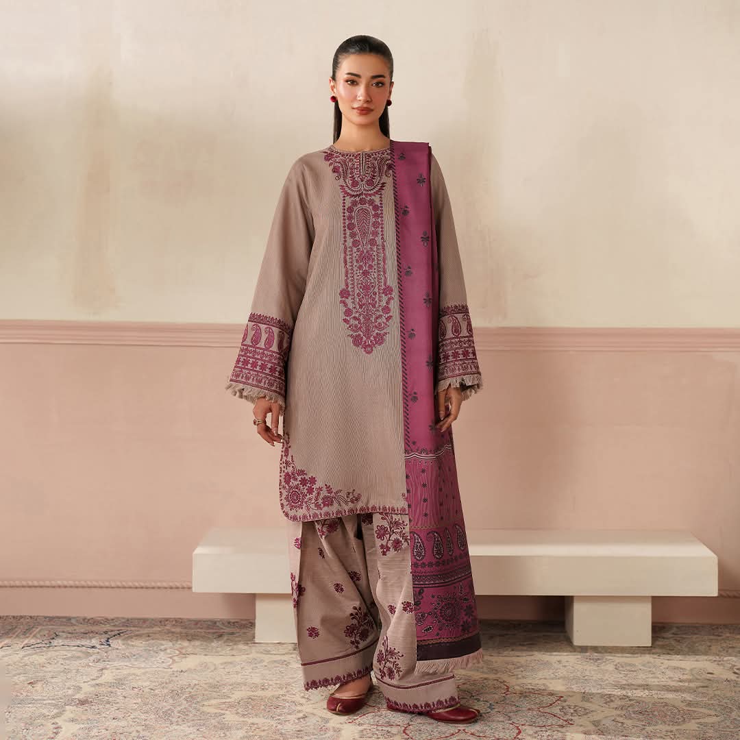 Summer Unstitched 3PCs Embroidered Lawn Dress With Monaar Lawn Dupatta - 455