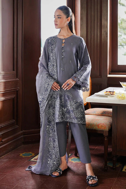 3PC DHANAK EMBROIDERED SHIRT WITH DHANAK EMBROIDERED SHAWL - 429