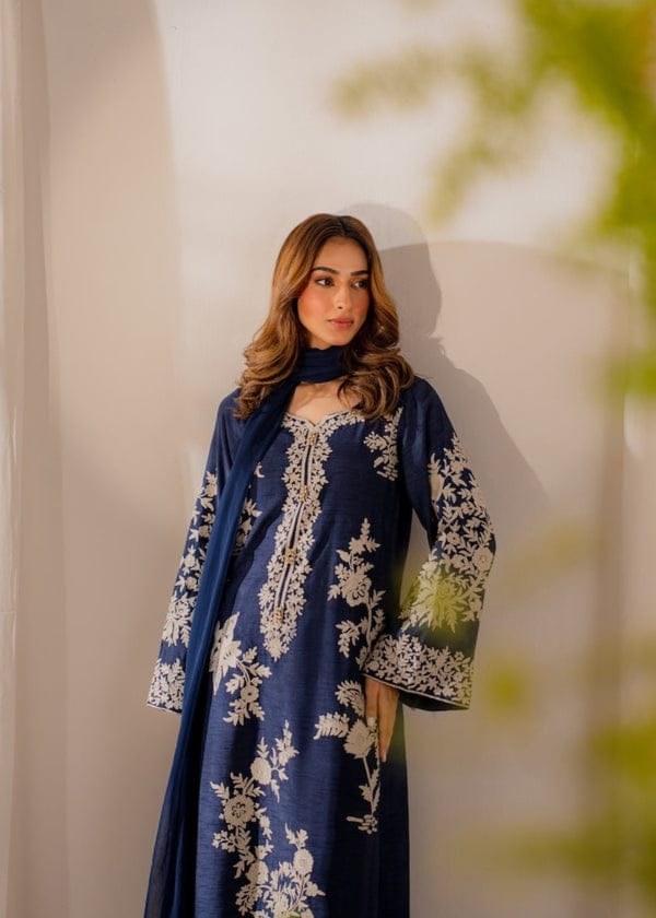 Summer Unstitched 3PCs Embroidered Lawn Dress With Manaar Dupatta   - 374