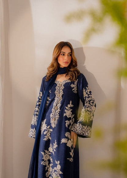 Summer Unstitched 3PCs Embroidered Lawn Dress With Manaar Dupatta   - 374