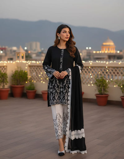 Summer Unstitched 3PCs Embroidered Lawn Dress With Monar Dupatta  -213