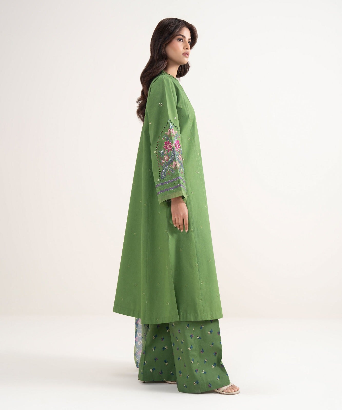 Summer Unstitched 3PCs Embroidered Lawn Dress With Monaar Lawn Dupatta - 492