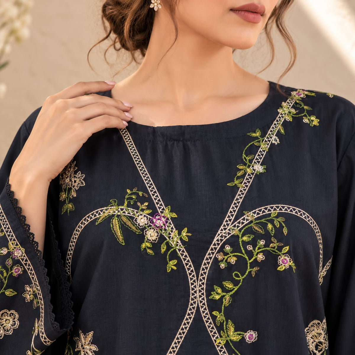 Winter Stitched Khaddar 3 Piece Embroidered Dress - TW 22