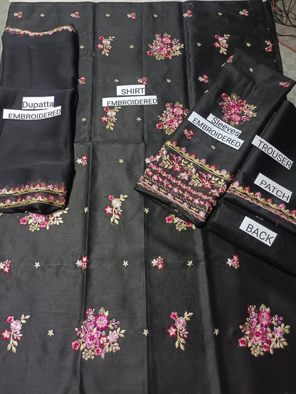 Summer Unstitched 3PCs Embroidered Lawn Dress With Chiffon Dupatta - 479