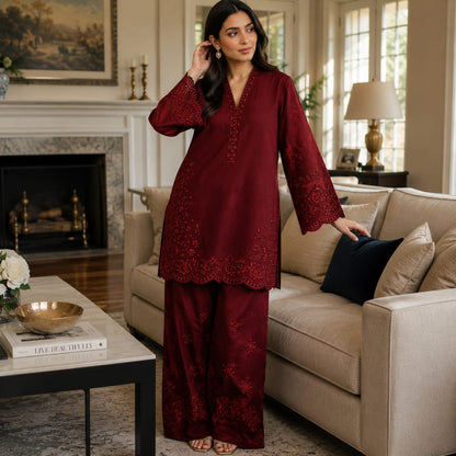 Summer Unstitched 2PCs Embroidered Lawn Dress  -483