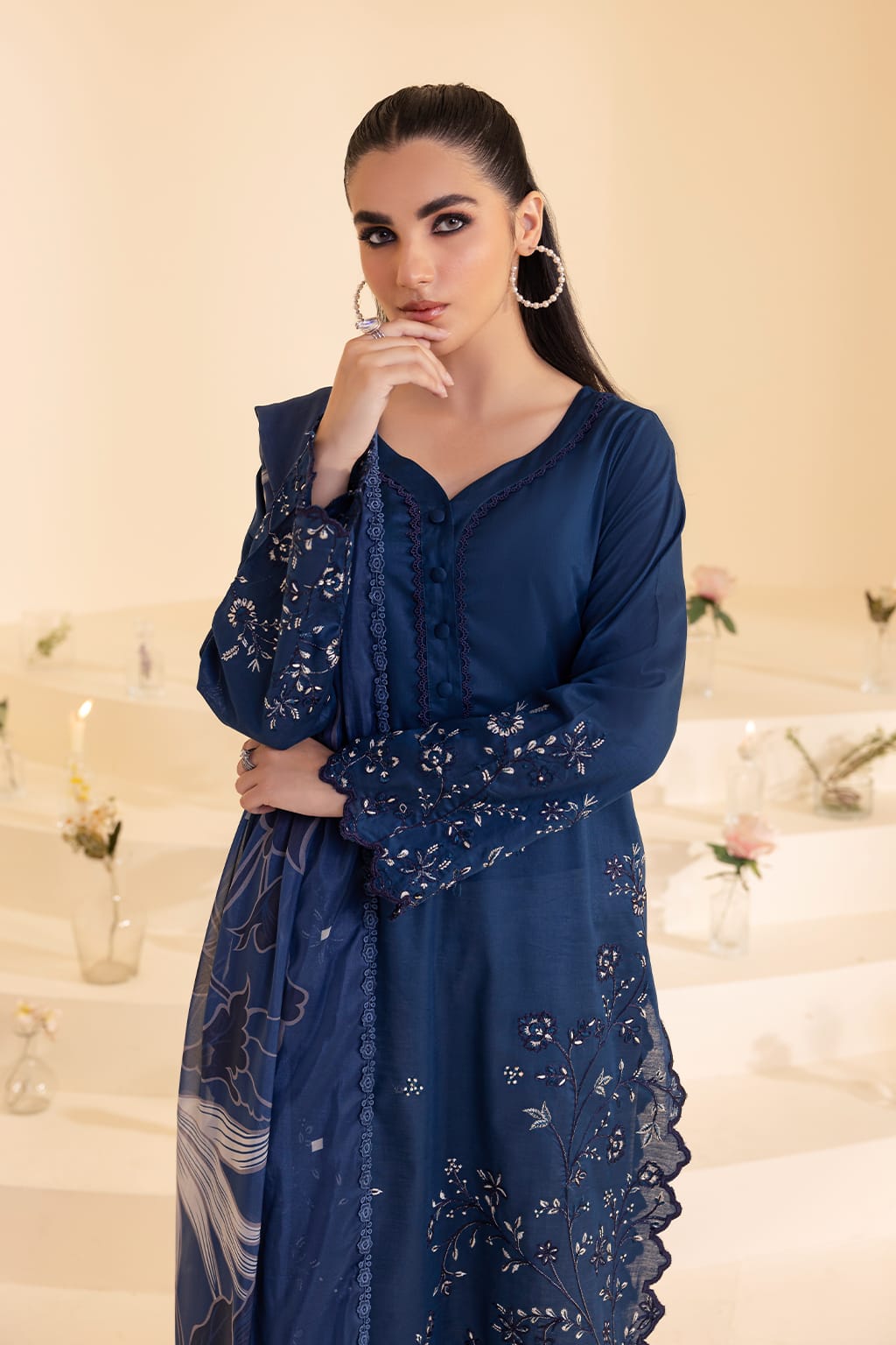 Dhanak 3 Piece Embroidered Dress - 398