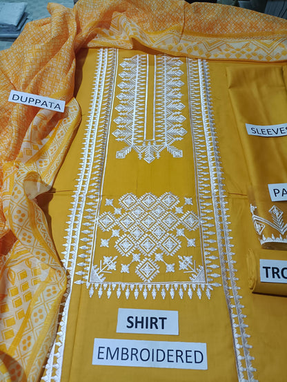 Lawn Unstitched 3 Piece Embroidered Dress - 355