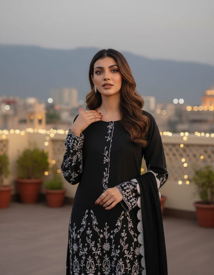 Summer Unstitched 3PCs Embroidered Lawn Dress With Monar Dupatta  -213