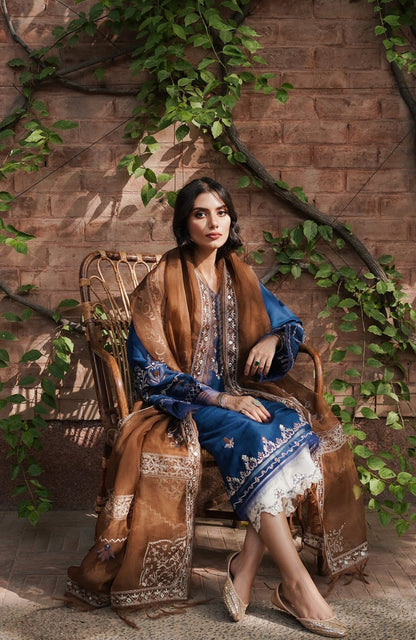 Summer Unstitched 3PCs Embroidered Lawn Dress With Chiffon Dupatta  -209