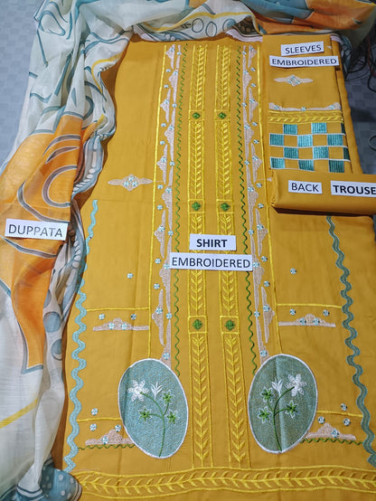 Lawn Unstitched 3 Piece Embroidered Dress - 357
