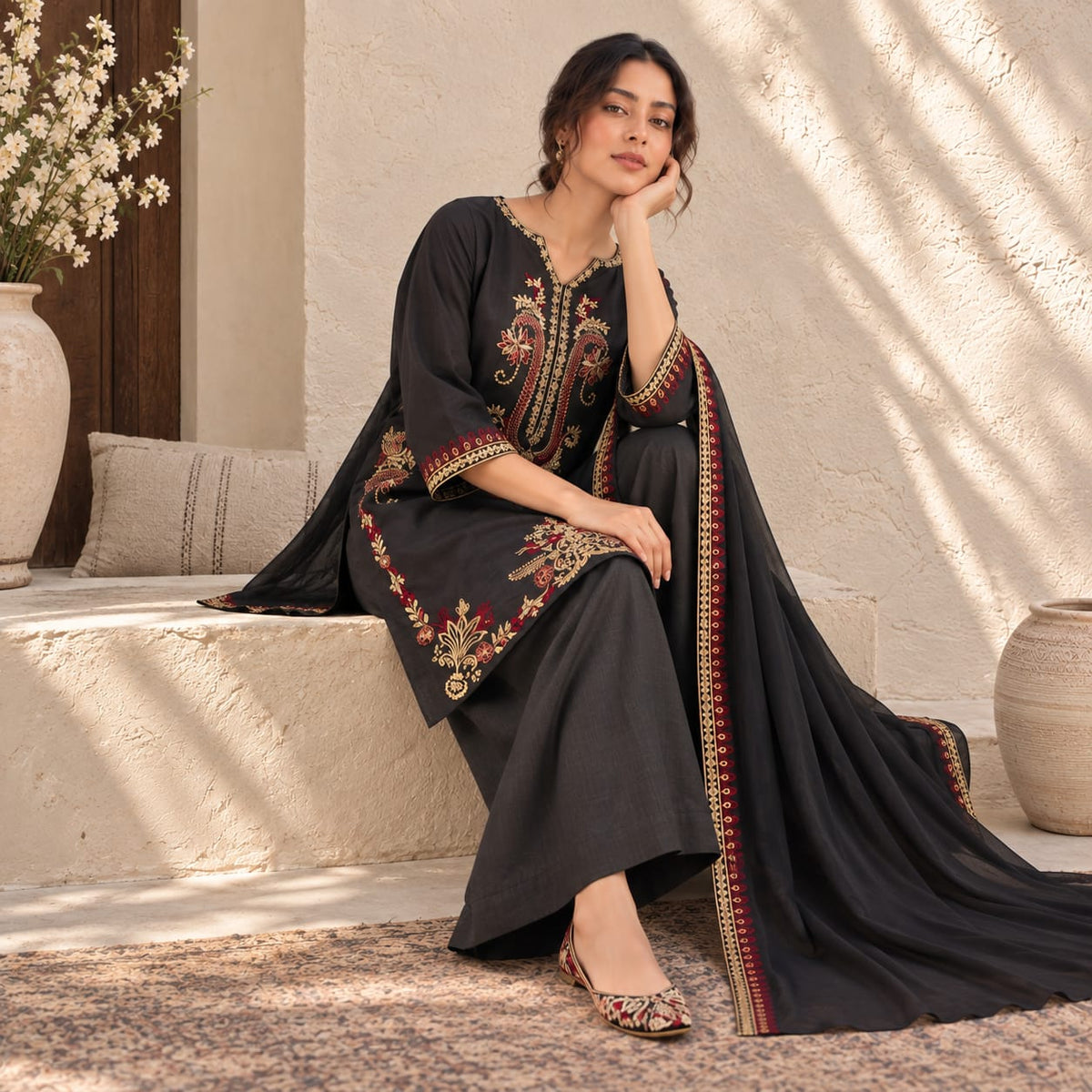 Summer Stitched 3 Piece Embroidered Lawn Dress - TS 01